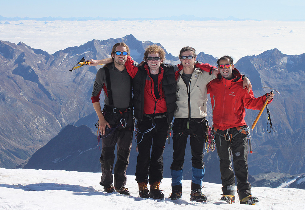 Party at the summit of Alphubel (4,206m).