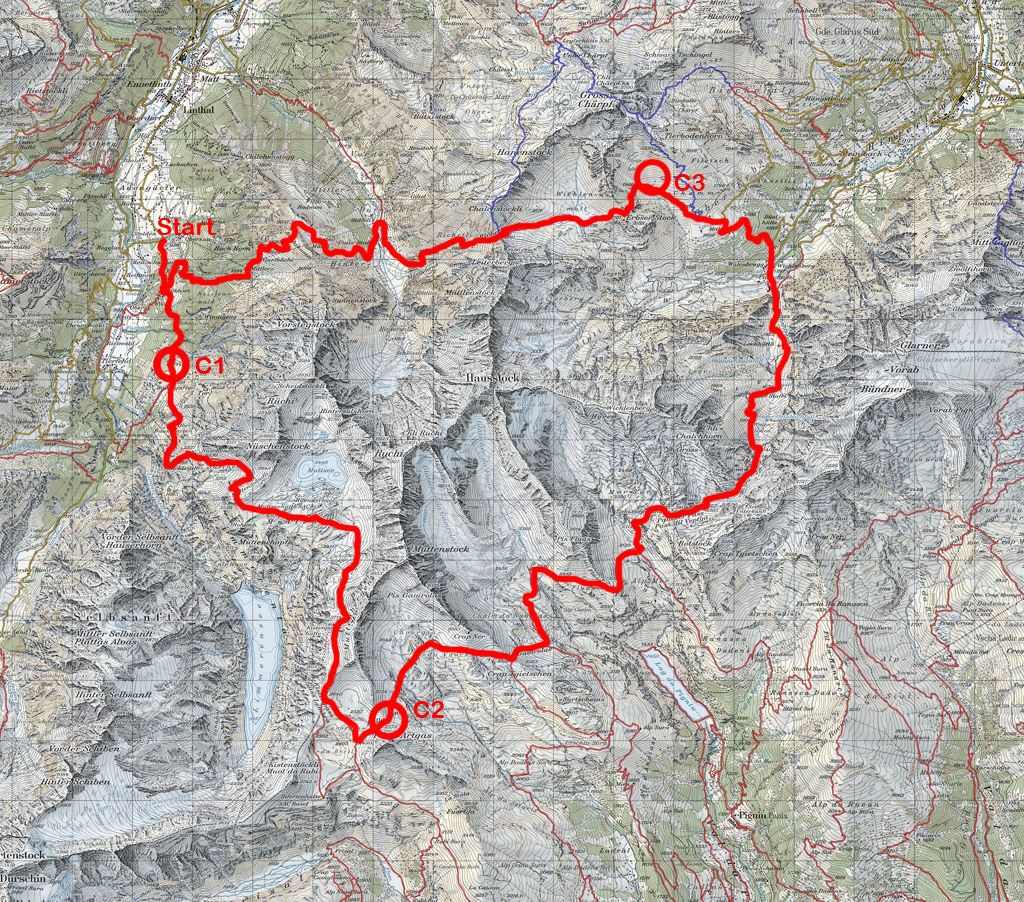 map: Circuit in Glarner Alpen
