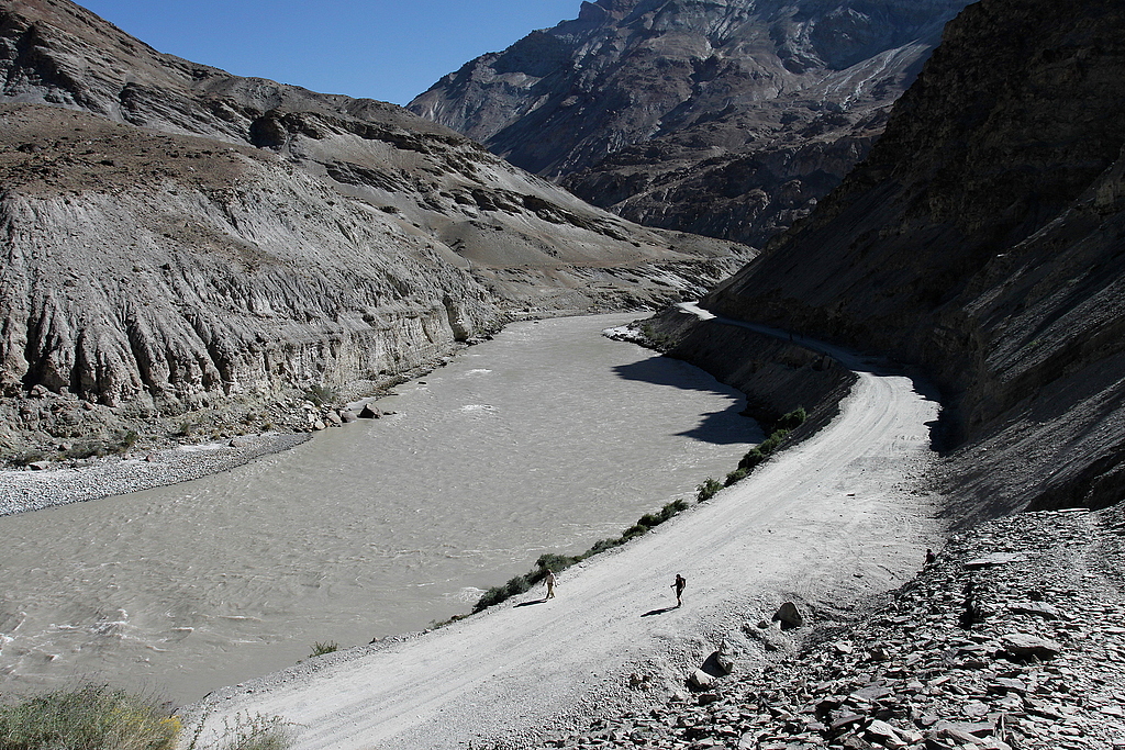 Zanskar river close to Chilling.