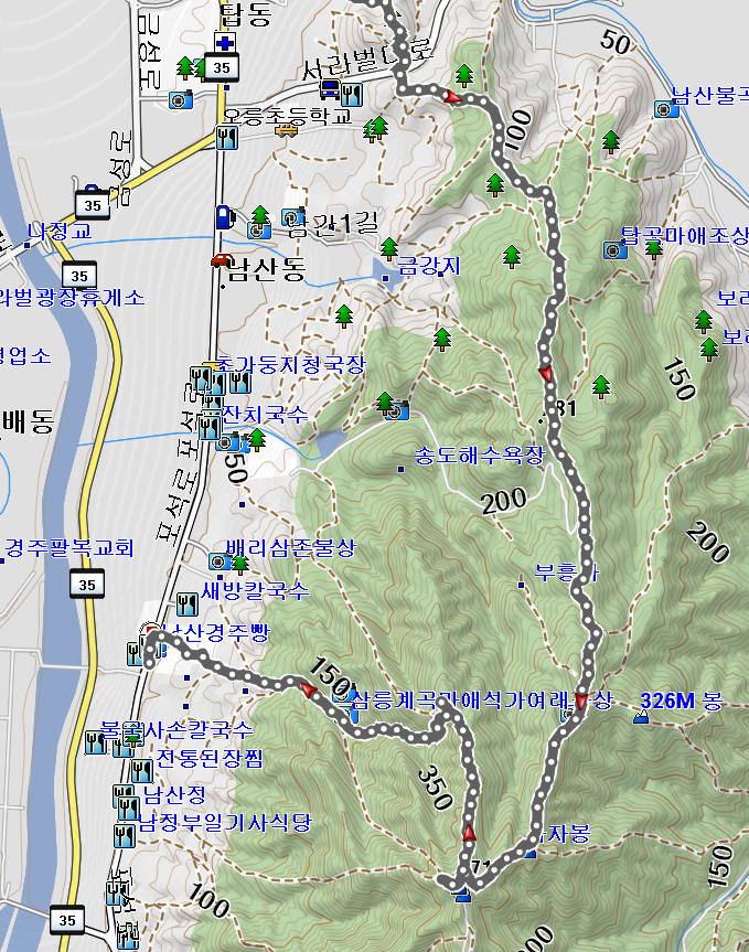 map: Gyeongju - Geumosan - Gyeongju