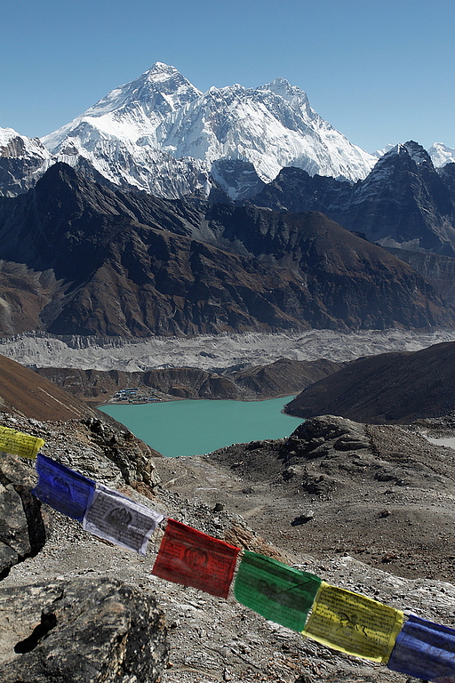 Mount Everest and Gokyo as seen from Renjo La (5360m).