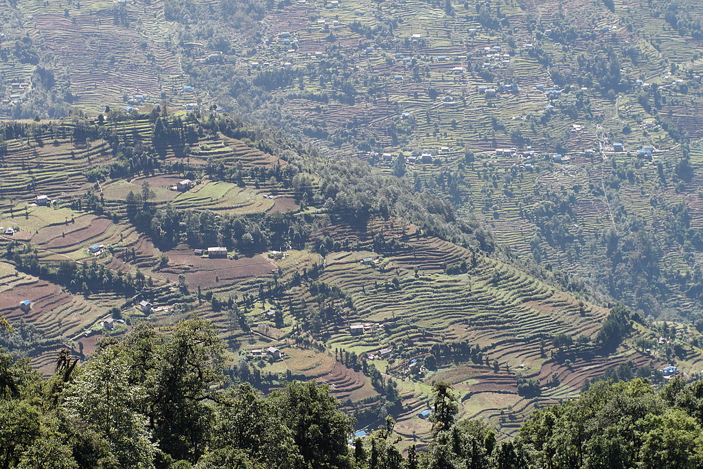 Nepalese countryside - Paiya, Bupsa and Kharikhola from Chutok La (2945m).