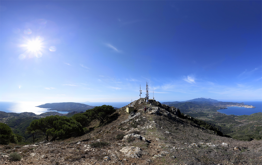Interactive panorama from Cima del Monte (516m), Elba, Italy