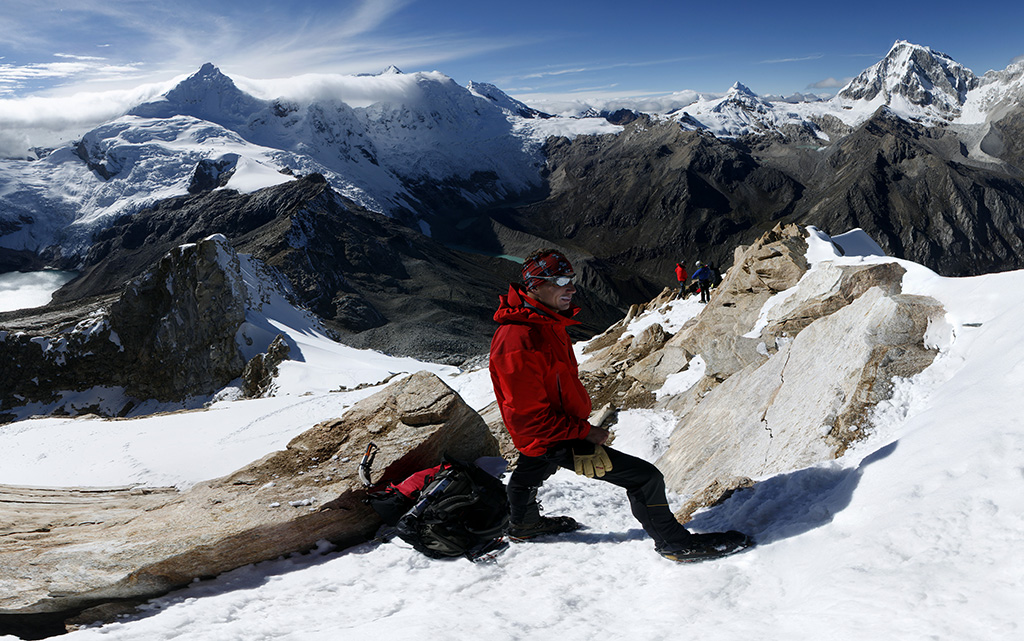 The summit of Urus Este (5,420m), Cordillera Blanca, Peru