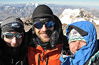 Martin Cadik, Eda Hubeny, Zbynek Lebduska at the summit of Cerro Aconcagua